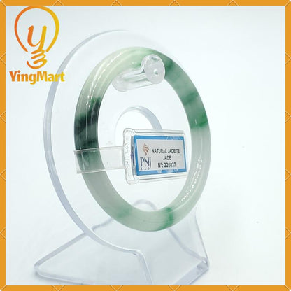 YingCollection 52mm PNJ220837 Certified Natural Color Green White To Green, Black Grey Jadeite Jade Bangle Bracelet, Real Gemstone