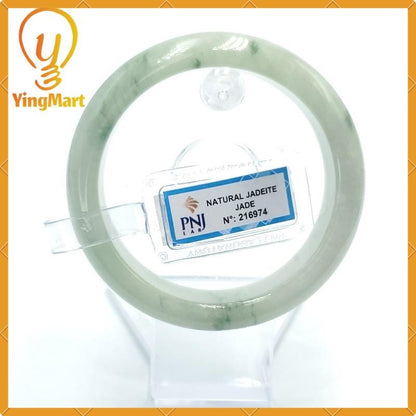 YingCollection 57mm PNJ216974 Certified Natural Color Green White, Greyish Green, Grey White  Jadeite Jade Bangle Bracelet, Real Gemstone