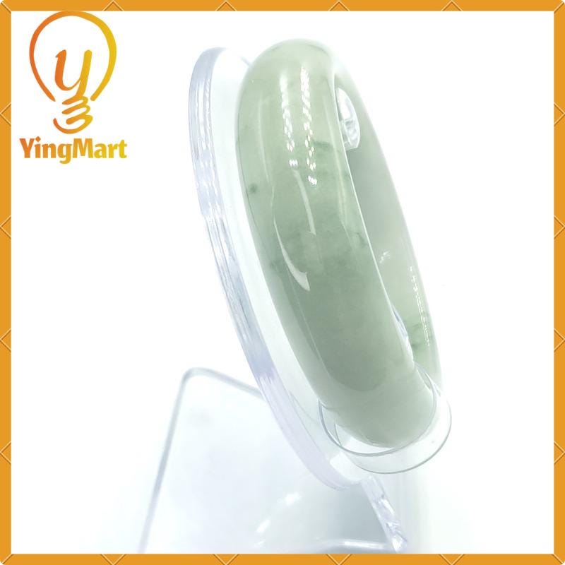 YingCollection 57mm PNJ216974 Certified Natural Color Green White, Greyish Green, Grey White  Jadeite Jade Bangle Bracelet, Real Gemstone