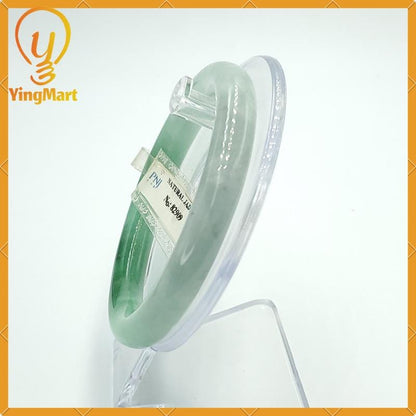 YingCollection 59mm PNJ82909 Certified Natural Color Green White To Light Green, Black Jadeite Jade Bangle Bracelet, Real Gemstone