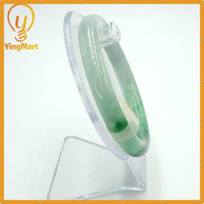 YingCollection 59mm PNJ82909 Certified Natural Color Green White To Light Green, Black Jadeite Jade Bangle Bracelet, Real Gemstone