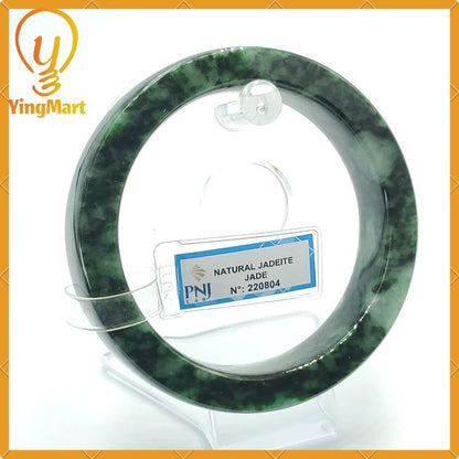 YingCollection 64mm PNJ220804 Certified Natural Color Greyish Green To Green, Grey White Jadeite Jade Bangle Bracelet, Real Gemstone