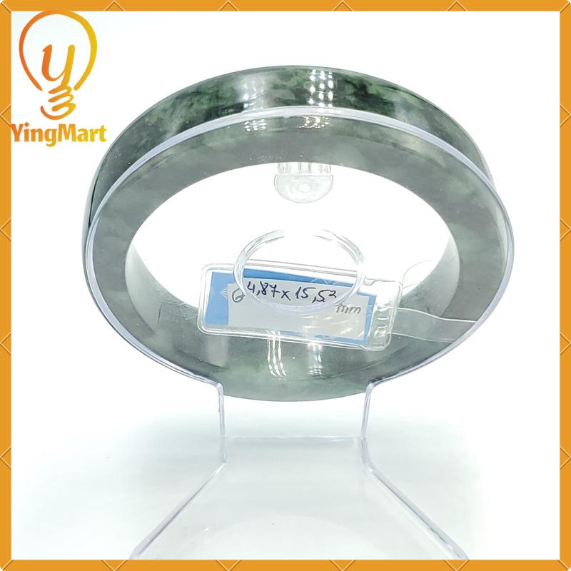 YingCollection 64mm PNJ220804 Certified Natural Color Greyish Green To Green, Grey White Jadeite Jade Bangle Bracelet, Real Gemstone