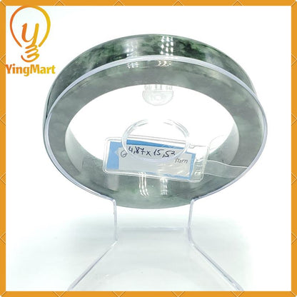 YingCollection 64mm PNJ220804 Certified Natural Color Greyish Green To Green, Grey White Jadeite Jade Bangle Bracelet, Real Gemstone