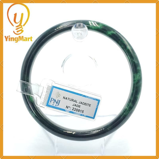 YingCollection 65mm PNJ220815 Certified Natural Color Light To Dark Green, Black Jadeite Jade Bangle Bracelet, Real Gemstone