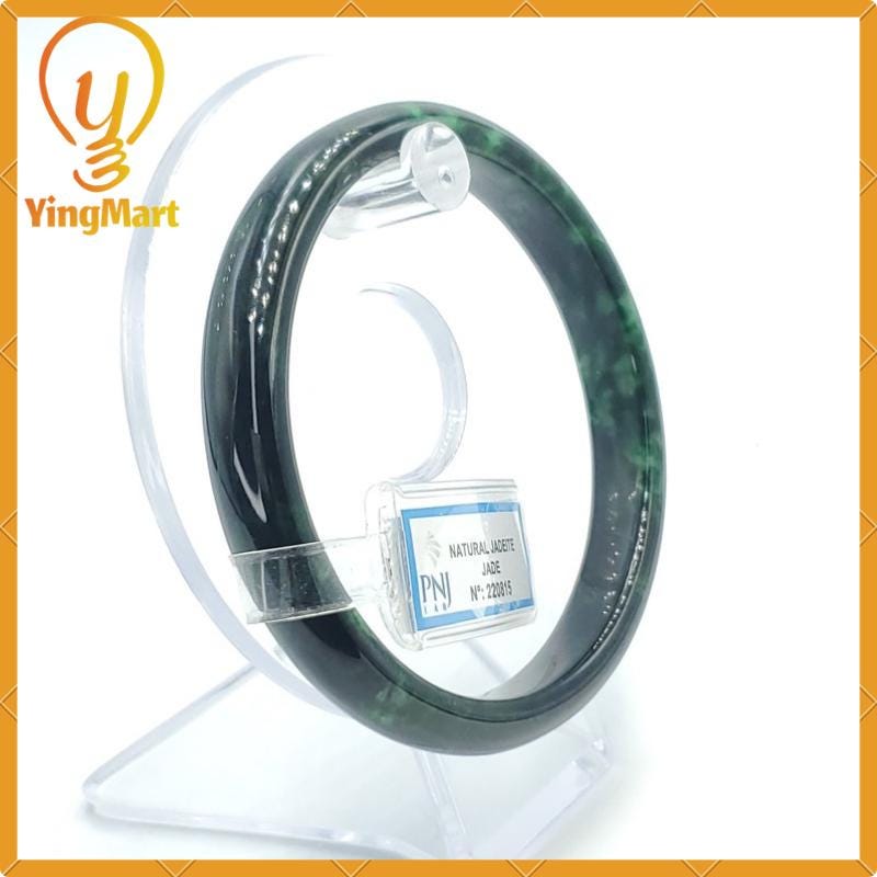 YingCollection 65mm PNJ220815 Certified Natural Color Light To Dark Green, Black Jadeite Jade Bangle Bracelet, Real Gemstone
