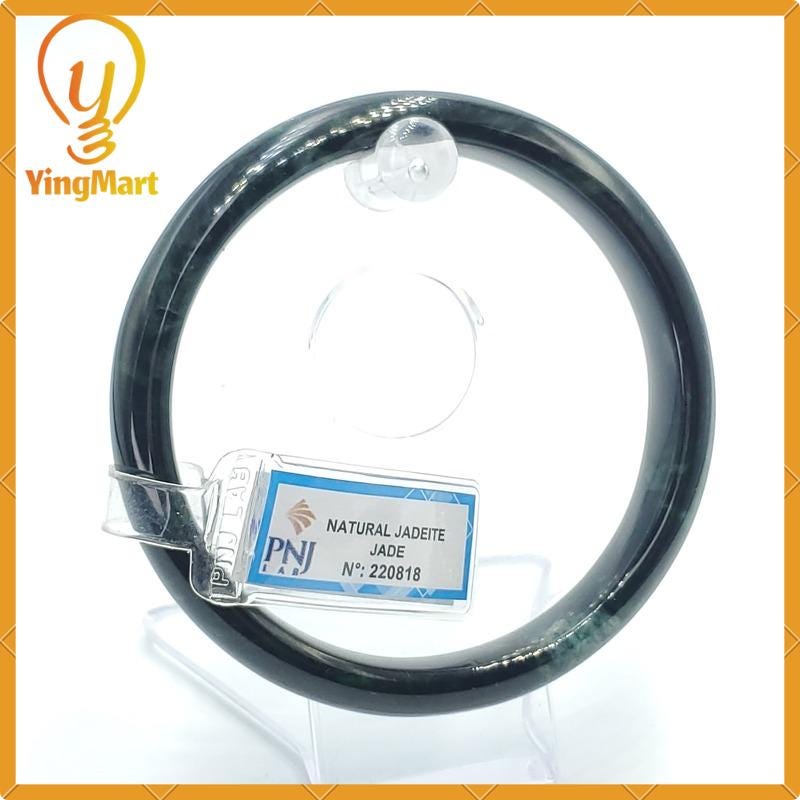 YingCollection 65mm PNJ220818 Certified Natural Color Light To Dark Green, Grey White, Black Jadeite Jade Bangle Bracelet, Real Gemstone