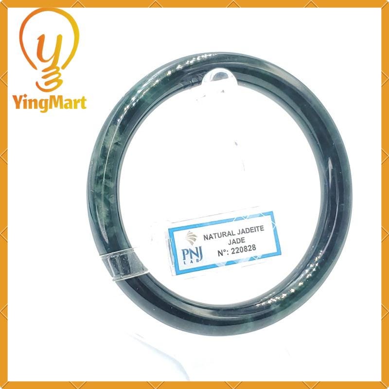 YingCollection 64mm PNJ220828 Certified Natural Color Greyish Green, Dark Green, Black Jadeite Jade Bangle Bracelet, Real Gemstone