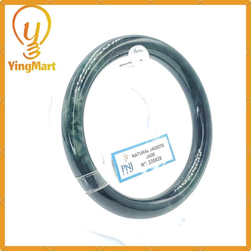 YingCollection 64mm PNJ220828 Certified Natural Color Greyish Green, Dark Green, Black Jadeite Jade Bangle Bracelet, Real Gemstone