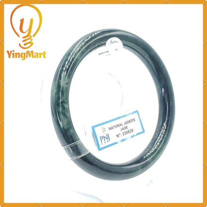 YingCollection 64mm PNJ220828 Certified Natural Color Greyish Green, Dark Green, Black Jadeite Jade Bangle Bracelet, Real Gemstone