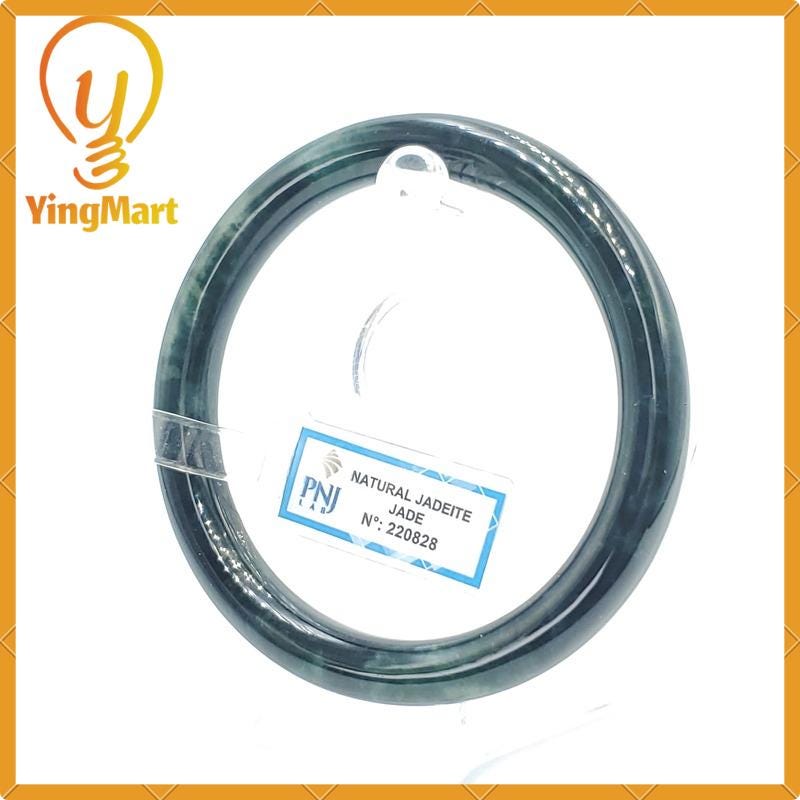 YingCollection 64mm PNJ220828 Certified Natural Color Greyish Green, Dark Green, Black Jadeite Jade Bangle Bracelet, Real Gemstone