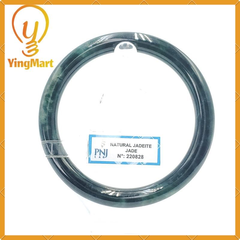 YingCollection 64mm PNJ220828 Certified Natural Color Greyish Green, Dark Green, Black Jadeite Jade Bangle Bracelet, Real Gemstone