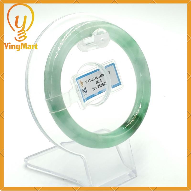 YingCollection 54mm PNJ258023 Certified Natural Color Green White To Green, Grey White Jadeite Jade Bangle Bracelet, Real Gemstone