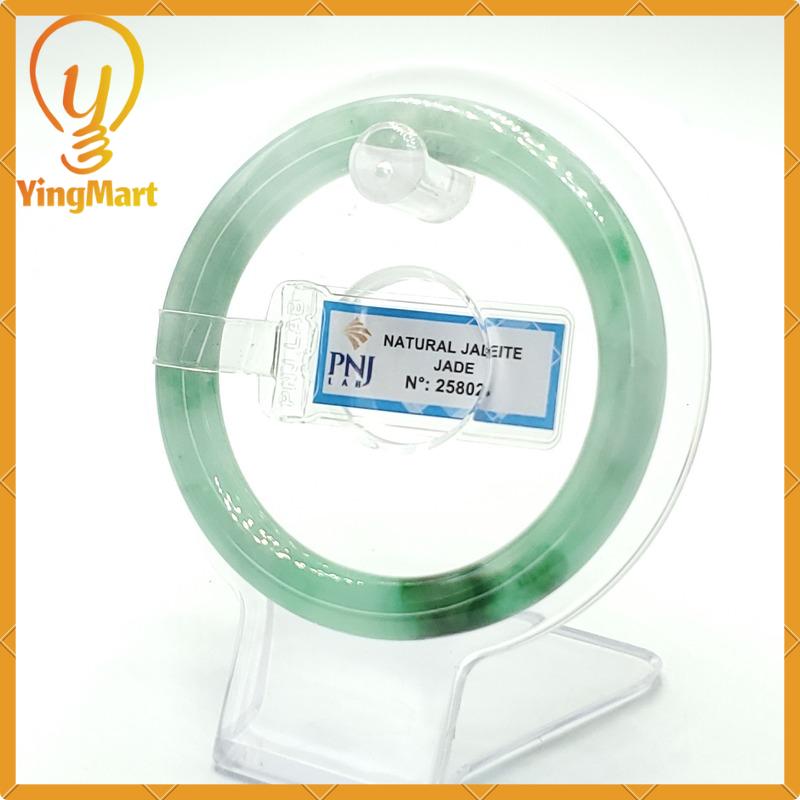 YingCollection 54mm PNJ258023 Certified Natural Color Green White To Green, Grey White Jadeite Jade Bangle Bracelet, Real Gemstone