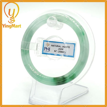 YingCollection 54mm PNJ258023 Certified Natural Color Green White To Green, Grey White Jadeite Jade Bangle Bracelet, Real Gemstone