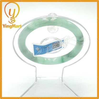YingCollection 54mm PNJ258022 Certified Natural Color Green White To Green, Grey White Jadeite Jade Bangle Bracelet, Real Gemstone
