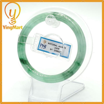 YingCollection 54mm PNJ258022 Certified Natural Color Green White To Green, Grey White Jadeite Jade Bangle Bracelet, Real Gemstone