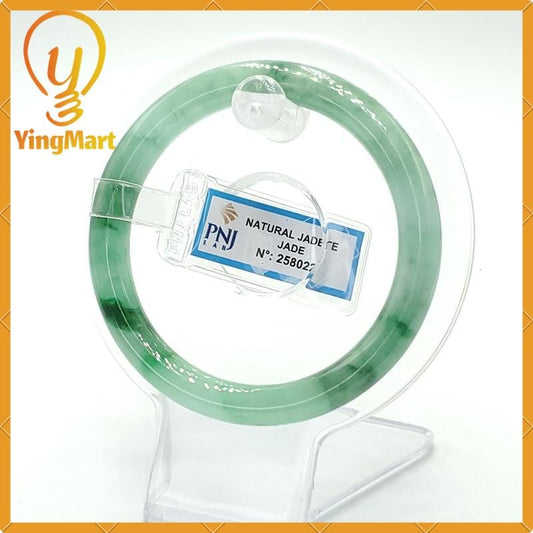YingCollection 54mm PNJ258022 Certified Natural Color Green White To Green, Grey White Jadeite Jade Bangle Bracelet, Real Gemstone