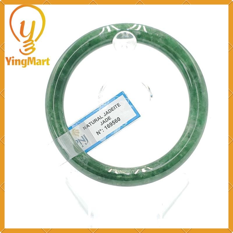 Jade Bangle 55mm PNJ169560 Certified  | Yingmart Natural Color Greyish Green to Green Jadeite Jade Bangle for Men,Women, Grandmother, Sister