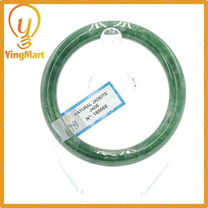 Jade Bangle 55mm PNJ169560 Certified  | Yingmart Natural Color Greyish Green to Green Jadeite Jade Bangle for Men,Women, Grandmother, Sister