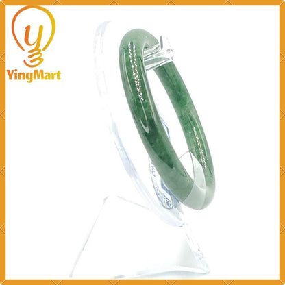 Jade Bangle 55mm PNJ169560 Certified  | Yingmart Natural Color Greyish Green to Green Jadeite Jade Bangle for Men,Women, Grandmother, Sister