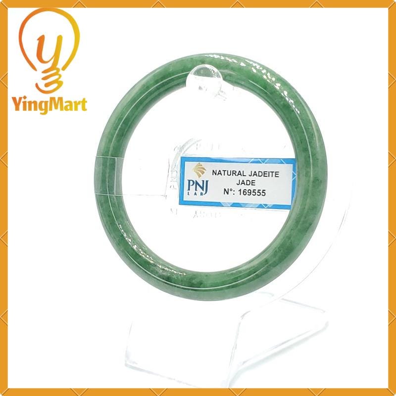 Jade Bangle 53mm PNJ169555 Certified | Yingmart Natural Color Greyish Green to Green Jadeite Bracelet for Men, Women, Grandmother, Sister