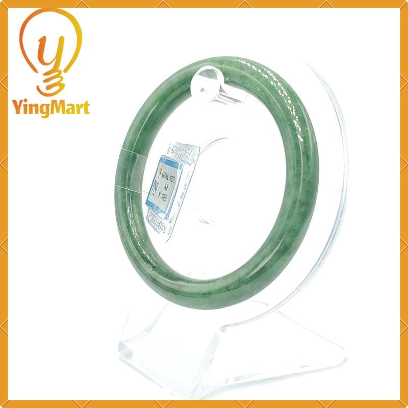 Jade Bangle 53mm PNJ169555 Certified | Yingmart Natural Color Greyish Green to Green Jadeite Bracelet for Men, Women, Grandmother, Sister