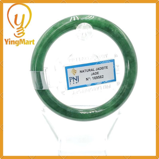 Certified 51mm Natural Color Greyish Green to Green Jadeite Bangle PNJ169562 | Bracelet for Men, Women, Sister, Grandma – Vintage Jade Gift