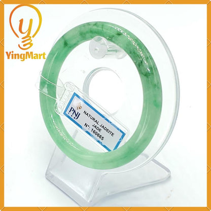 YingCollection 55mm PNJ160665 Certified Natural Color Light To Medium Green, Green VeinsJadeite Jade Bangle Bracelet, Real Gemstone