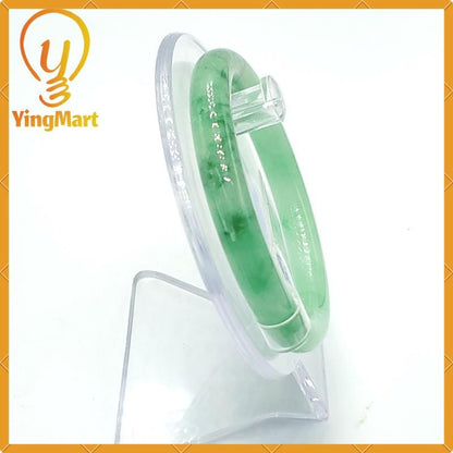 YingCollection 55mm PNJ160665 Certified Natural Color Light To Medium Green, Green VeinsJadeite Jade Bangle Bracelet, Real Gemstone