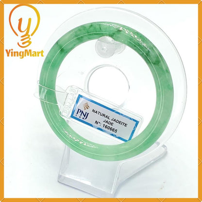 YingCollection 55mm PNJ160665 Certified Natural Color Light To Medium Green, Green VeinsJadeite Jade Bangle Bracelet, Real Gemstone