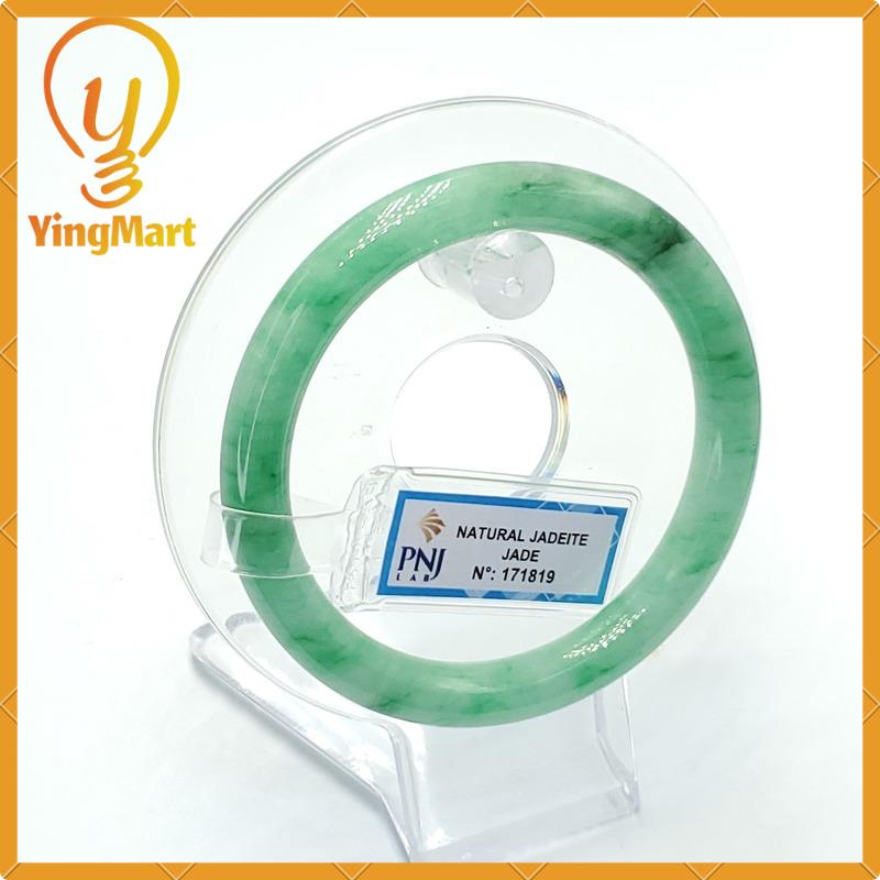 YingCollection 55mm PNJ171819 Certified Natural Color Green White To Green, Grey Jadeite Jade Bangle Bracelet, Real Gemstone