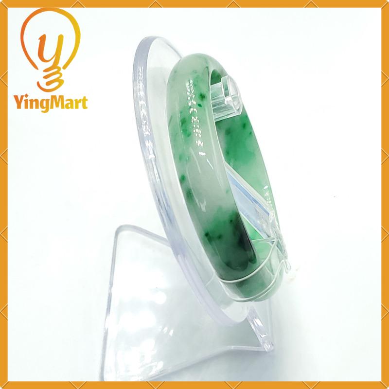 YingCollection 56mm PNJ175121 Certified Natural Color Green White To Dark Green, Grey White Jadeite Jade Bangle Bracelet, Real Gemstone