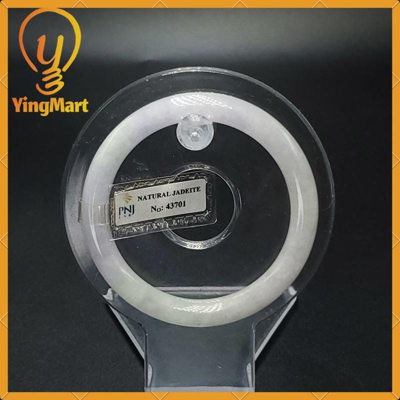 Jade Bangle 53mm PNJ43701 Certified | Yingmart Natural Color Grey White Jadeite Jade Bracelet for Men, Women, Grandmother, Sister