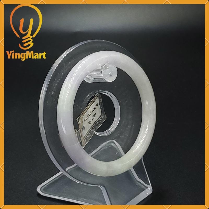 Jade Bangle 53mm PNJ43701 Certified | Yingmart Natural Color Grey White Jadeite Jade Bracelet for Men, Women, Grandmother, Sister