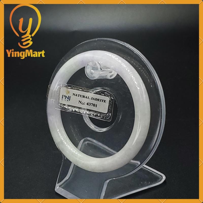 Jade Bangle 53mm PNJ43701 Certified | Yingmart Natural Color Grey White Jadeite Jade Bracelet for Men, Women, Grandmother, Sister