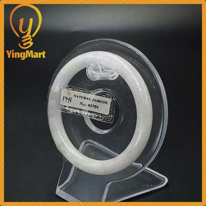 Jade Bangle 53mm PNJ43701 Certified | Yingmart Natural Color Grey White Jadeite Jade Bracelet for Men, Women, Grandmother, Sister