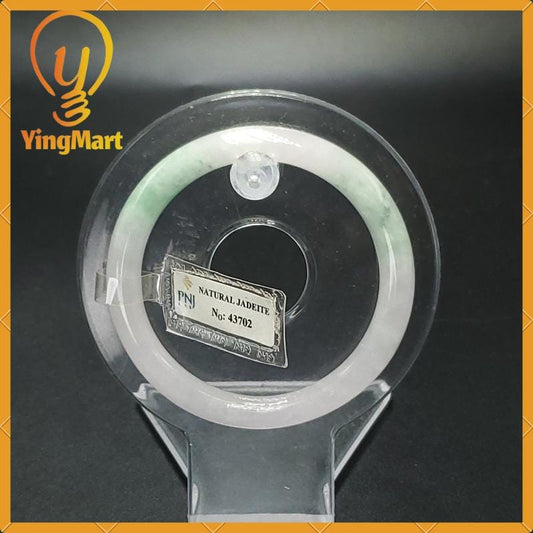 YingCollection 52mm PNJ43702 Certified Natural Color Light Green To Grey White Jadeite Jade Bangle Bracelet, Real Gemstone