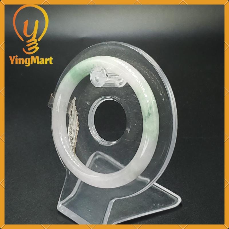 YingCollection 52mm PNJ43702 Certified Natural Color Light Green To Grey White Jadeite Jade Bangle Bracelet, Real Gemstone