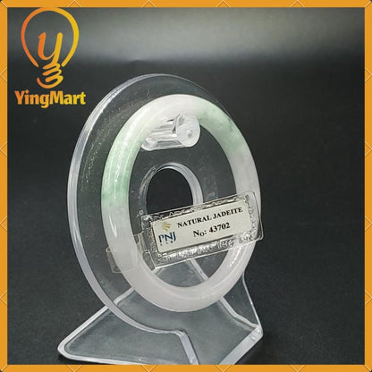 YingCollection 52mm PNJ43702 Certified Natural Color Light Green To Grey White Jadeite Jade Bangle Bracelet, Real Gemstone