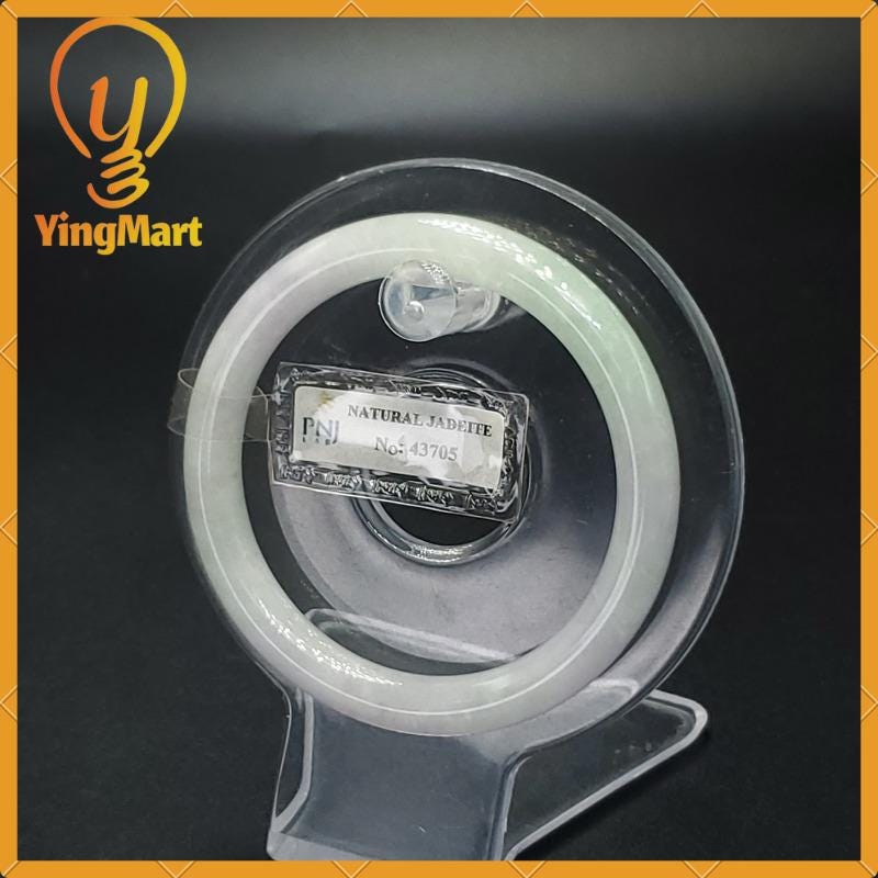 Jade Bangle 53mm PNJ43705 Certified | Yingmart Natural Color Grey White Jadeite Jade Bracelet for Men, Women, Grandmother, Sister