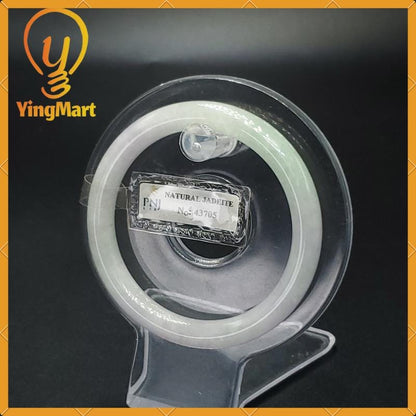 Jade Bangle 53mm PNJ43705 Certified | Yingmart Natural Color Grey White Jadeite Jade Bracelet for Men, Women, Grandmother, Sister