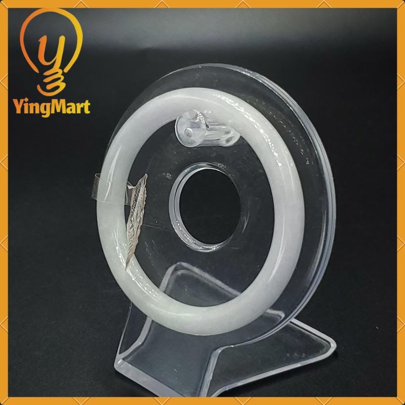 Jade Bangle 54mm PNJ43714 Certified Jade Bracelet | Yingmart Natural Color Grey-White Jade Jadeite Bracelet for Women, Men, Grandma, Sister