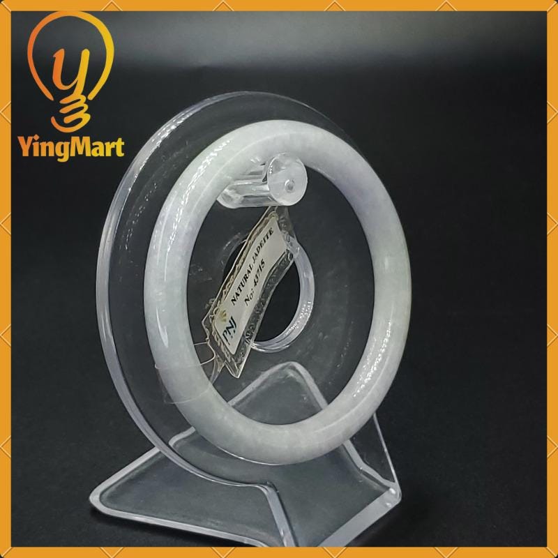 Jade Bangle 54mm PNJ Certified Jade Bracelet | Yingmart – Natural Color Grey White Jade Jadeite Jewelry for Women, Men, Grandma, Sister