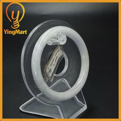 Jade Bangle 54mm PNJ Certified Jade Bracelet | Yingmart – Natural Color Grey White Jade Jadeite Jewelry for Women, Men, Grandma, Sister