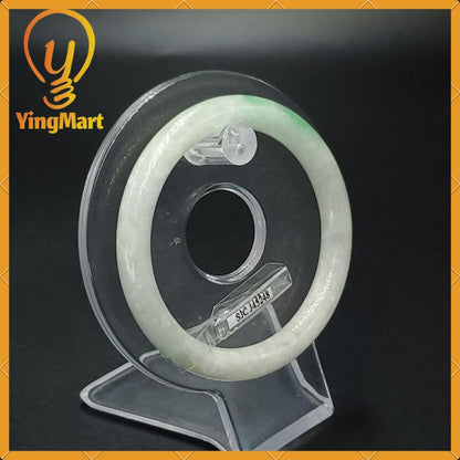 YingCollection 55mm SJC45248 Certified Natural Color Greyish Very Slightly Green Jadeite Jade Bangle Bracelet, Real Gemstone