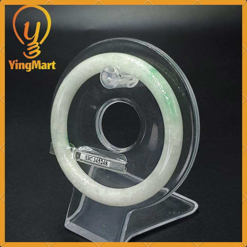 YingCollection 55mm SJC45248 Certified Natural Color Greyish Very Slightly Green Jadeite Jade Bangle Bracelet, Real Gemstone