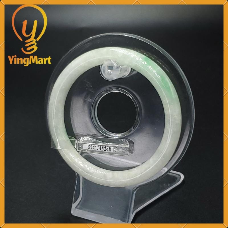 YingCollection 55mm SJC45248 Certified Natural Color Greyish Very Slightly Green Jadeite Jade Bangle Bracelet, Real Gemstone