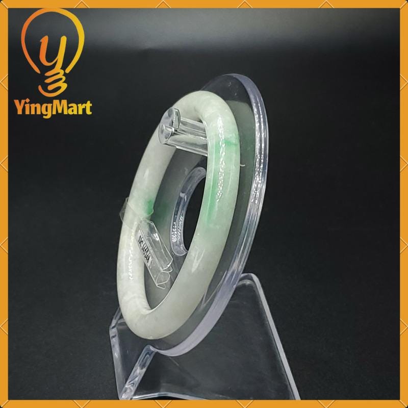 YingCollection 55mm SJC45248 Certified Natural Color Greyish Very Slightly Green Jadeite Jade Bangle Bracelet, Real Gemstone