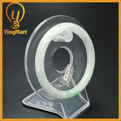 YingCollection 55mm SJC37237 Certified Natural Color Greyish Very Slightly Green Jadeite Jade Bangle Bracelet, Real Gemstone